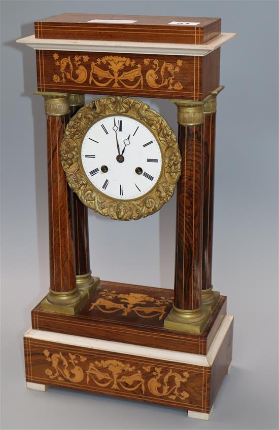 A late 19th century French Portico clock height 46cm